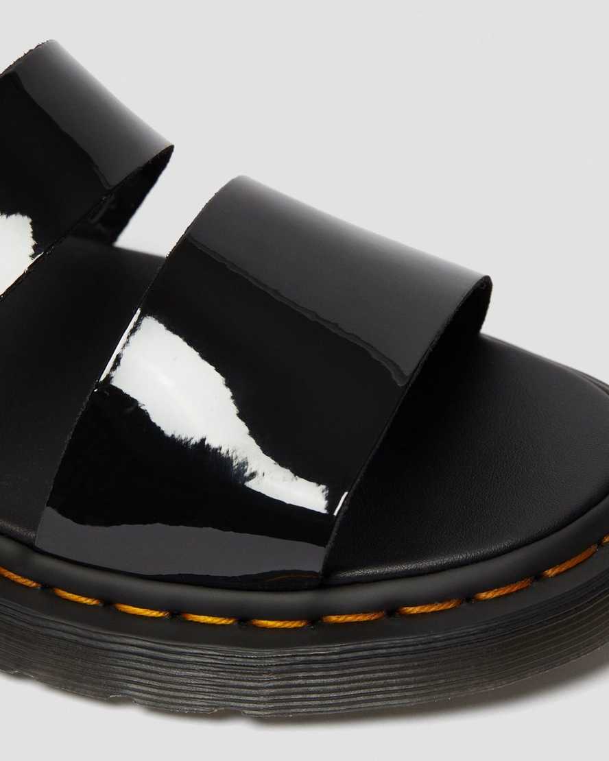 schwarze dr. martens gryphon lack-gladiator-sandalen für damen
