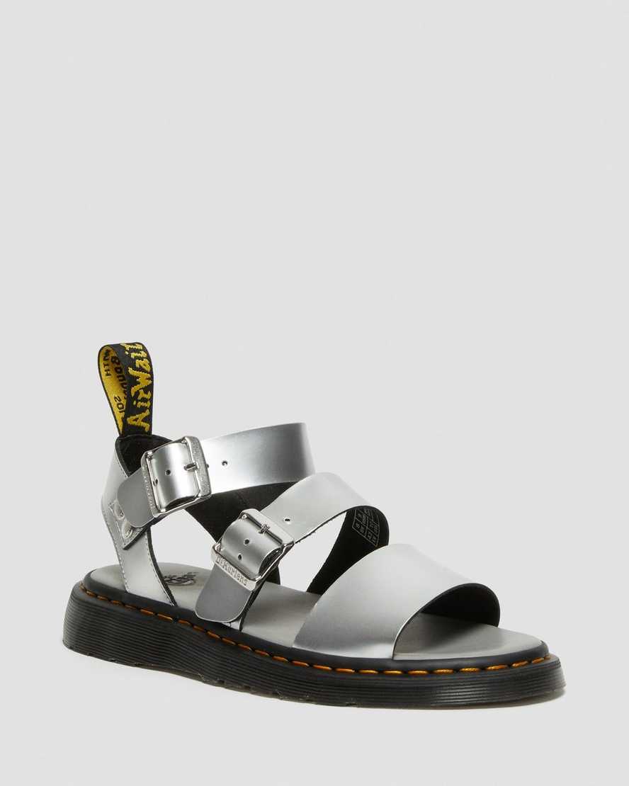 silberne dr. martens gryphon metallic gladiator-sandalen für damen