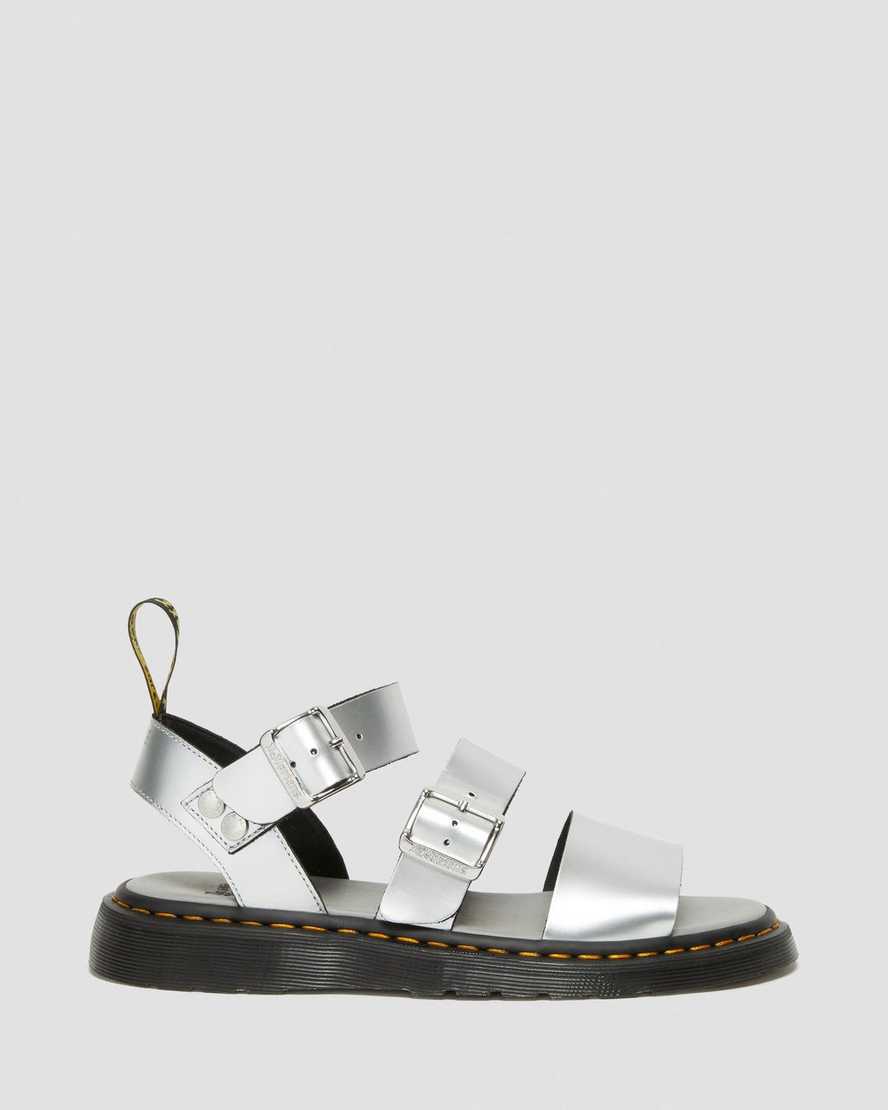 silberne dr. martens gryphon metallic gladiator-sandalen für damen