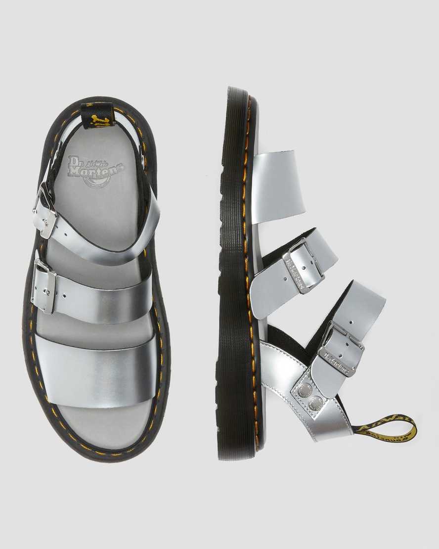 silberne dr. martens gryphon metallic gladiator-sandalen für damen