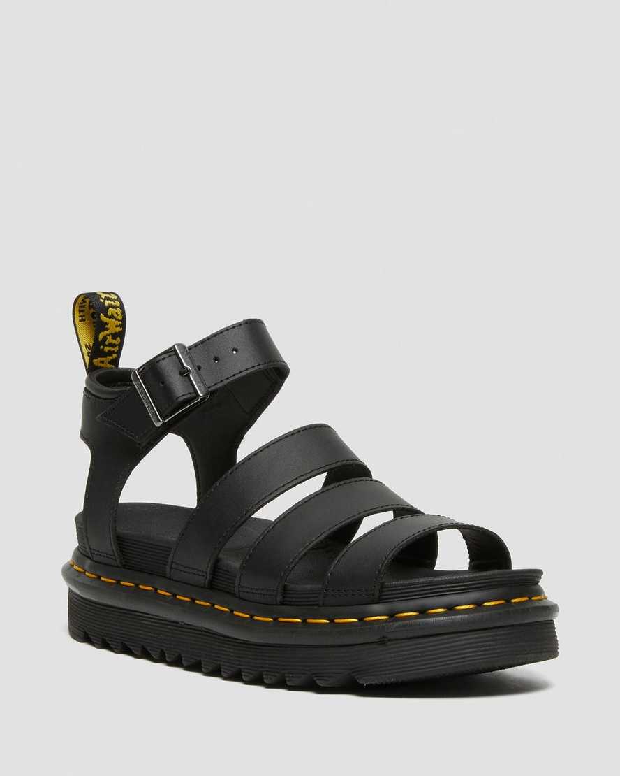 schwarze dr. martens blaire hydro gladiator-sandalen für damen
