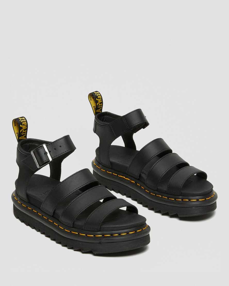 schwarze dr. martens blaire hydro gladiator-sandalen für damen