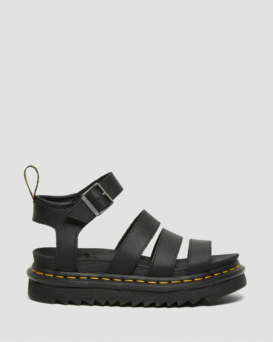 schwarze dr. martens blaire hydro gladiator-sandalen für damen
