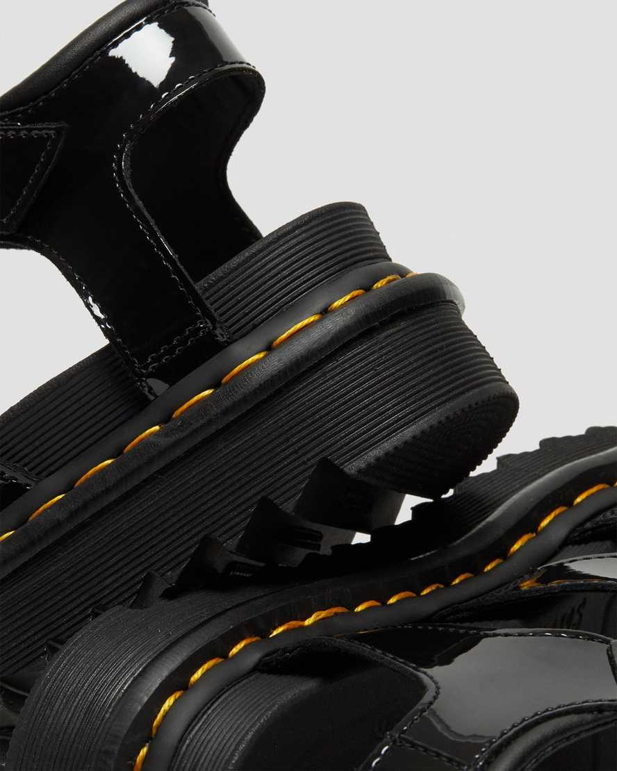 schwarze dr. martens blaire lackleder-gladiator-sandalen für damen