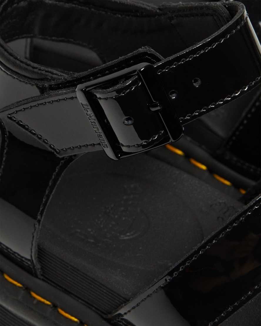 schwarze dr. martens blaire lackleder-gladiator-sandalen für damen