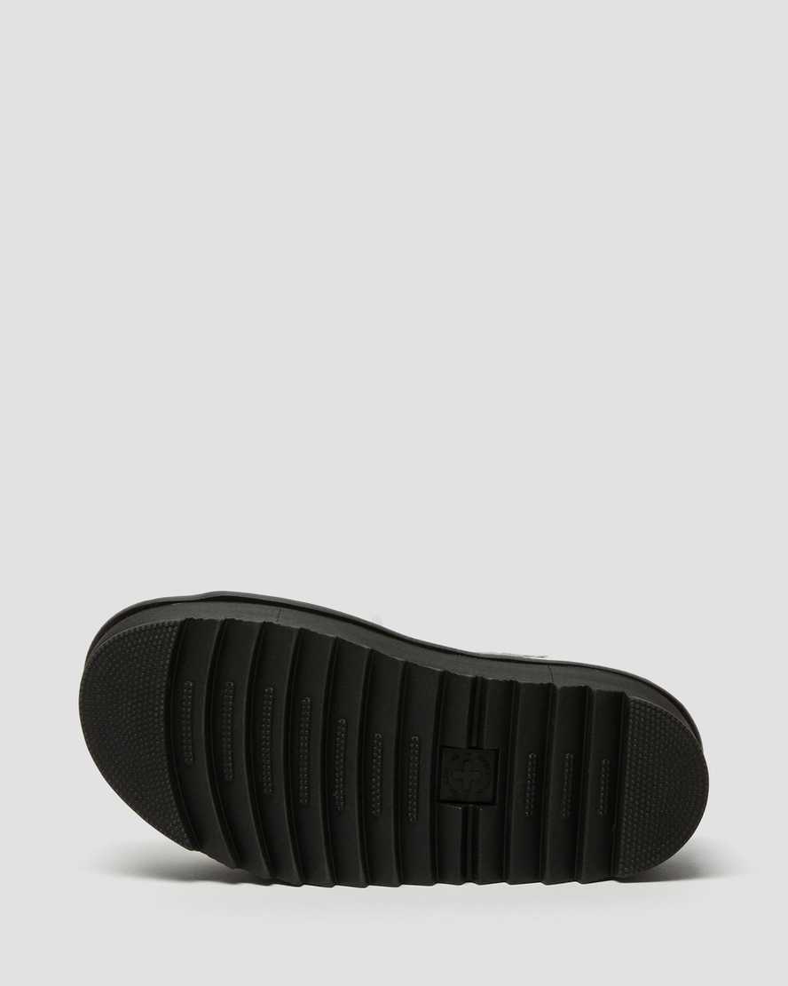 weiße dr. martens voss plateau-sandalen mit flauschigem kunstfellfutter für damen.