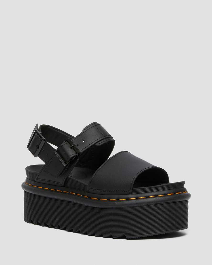 schwarze dr. martens voss strap plateau-sandalen für damen