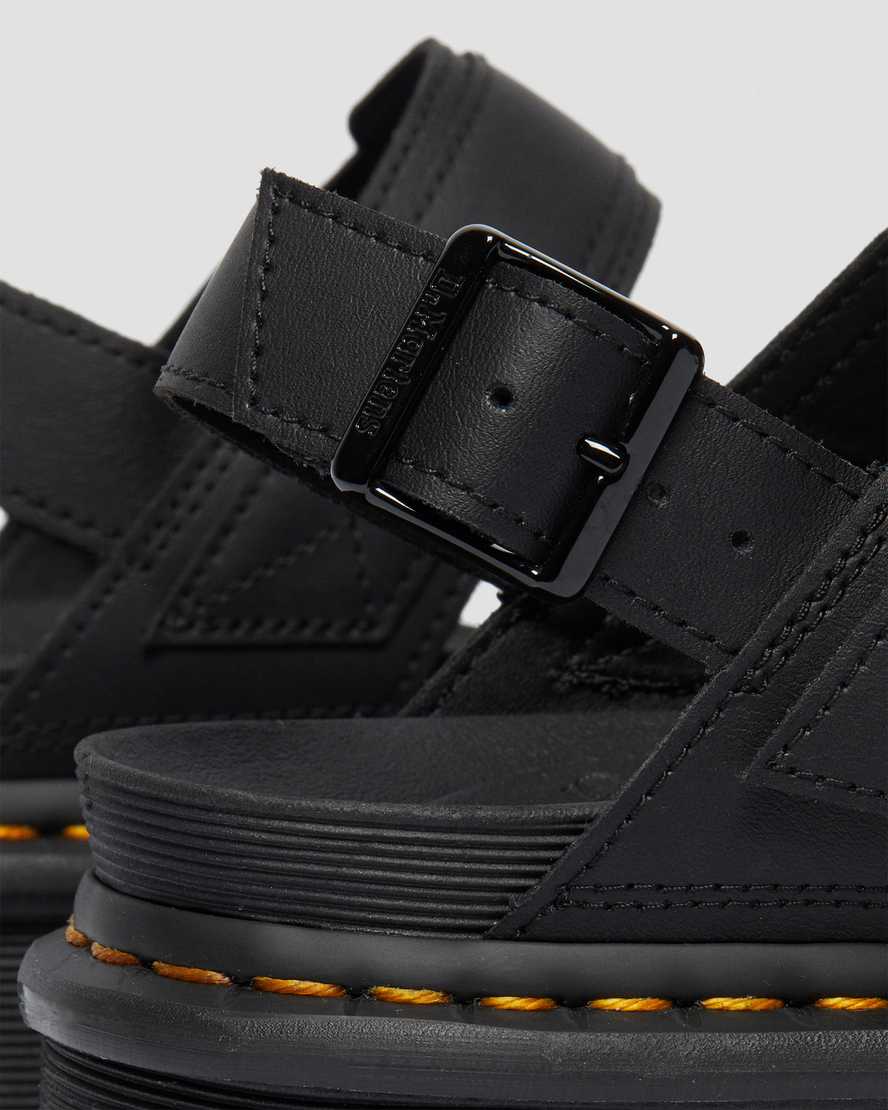 schwarze dr. martens voss strap plateau-sandalen für damen