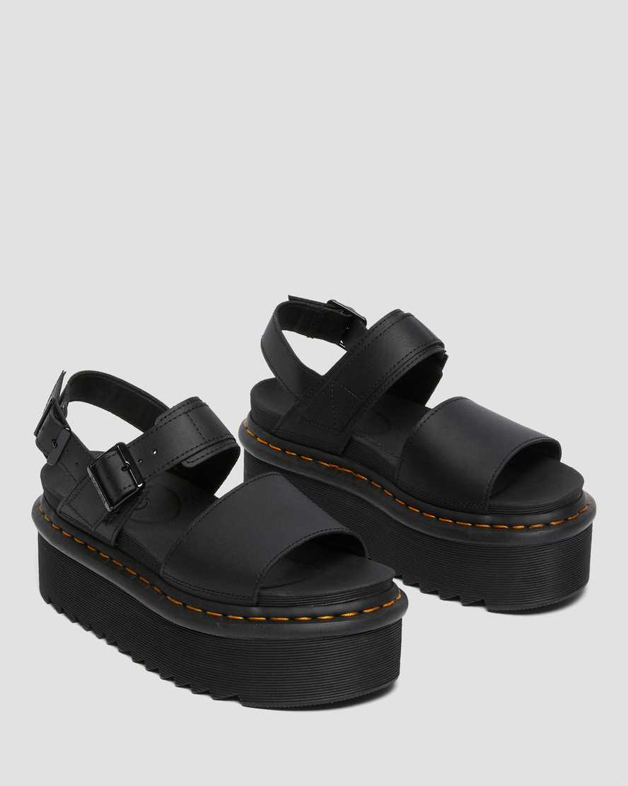 schwarze dr. martens voss strap plateau-sandalen für damen