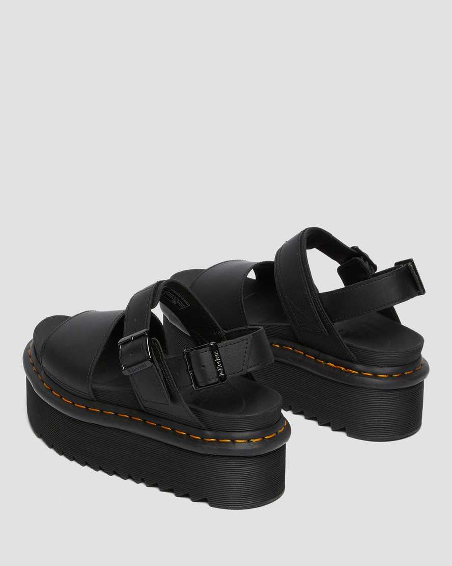 schwarze dr. martens voss strap plateau-sandalen für damen