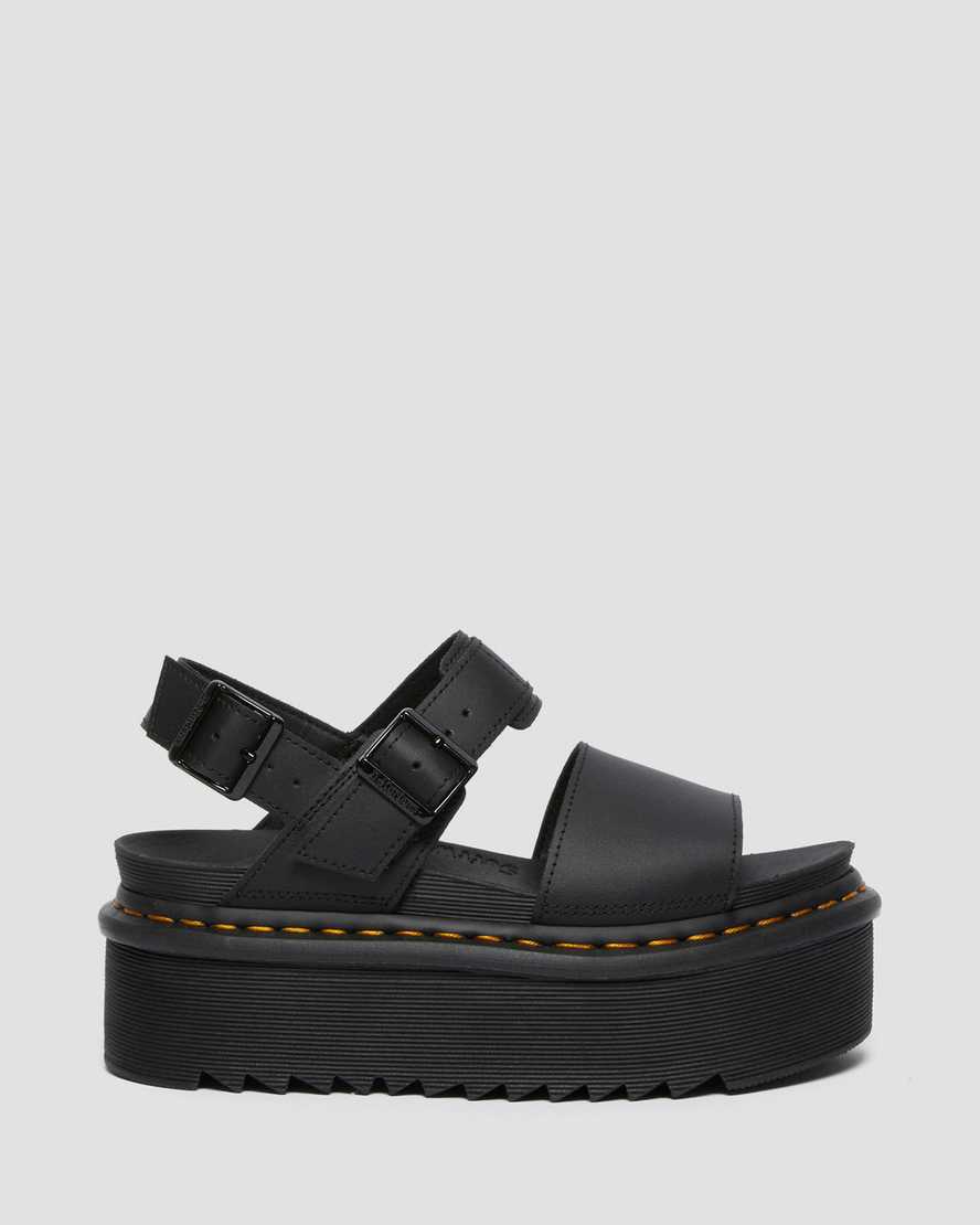 schwarze dr. martens voss strap plateau-sandalen für damen