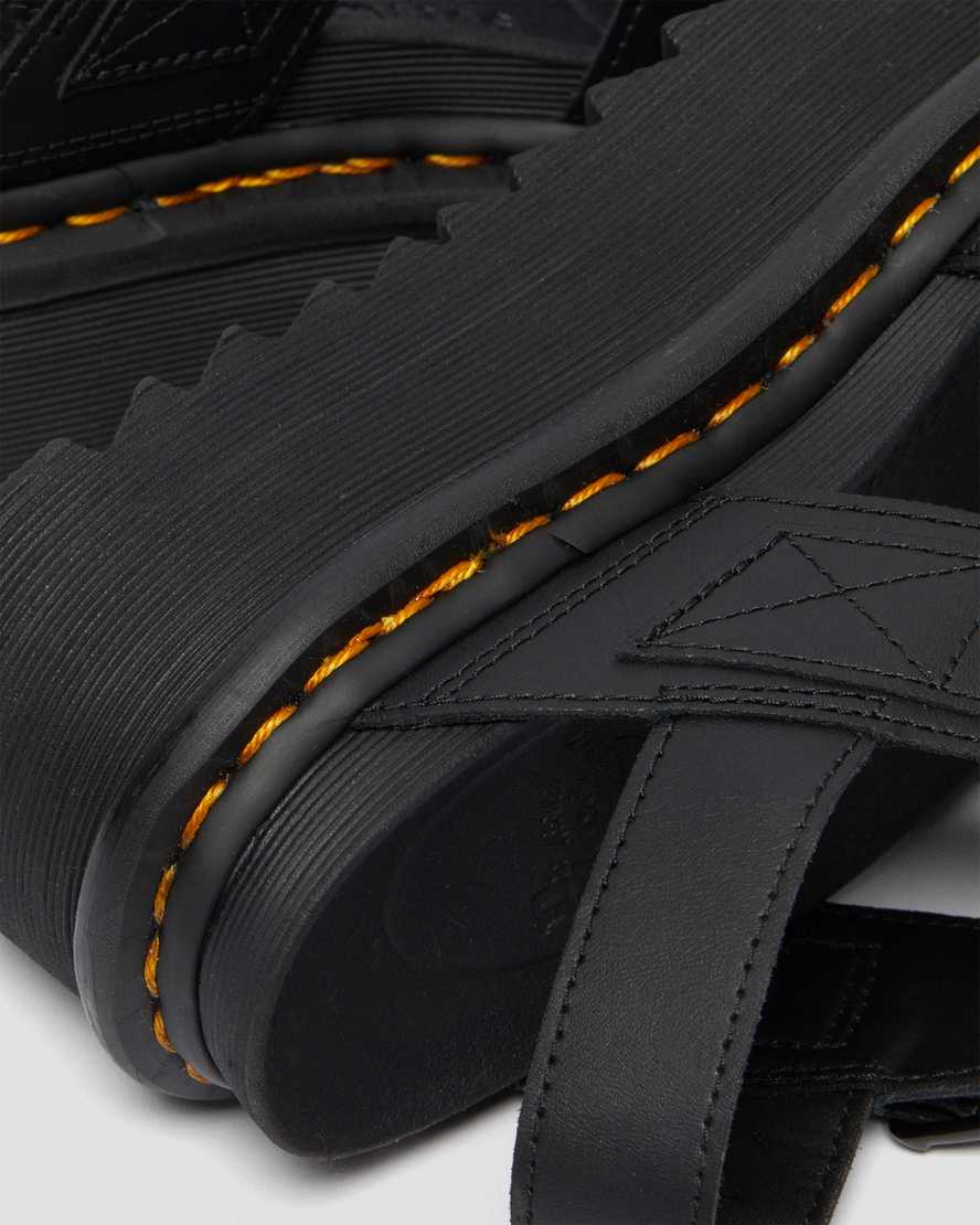 schwarze dr. martens voss strap plateau-sandalen für damen