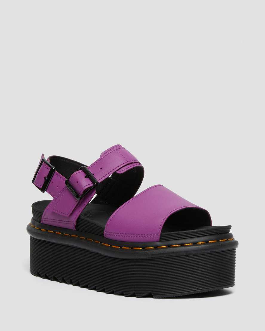 lila dr. martens voss strap plateau-sandalen für damen