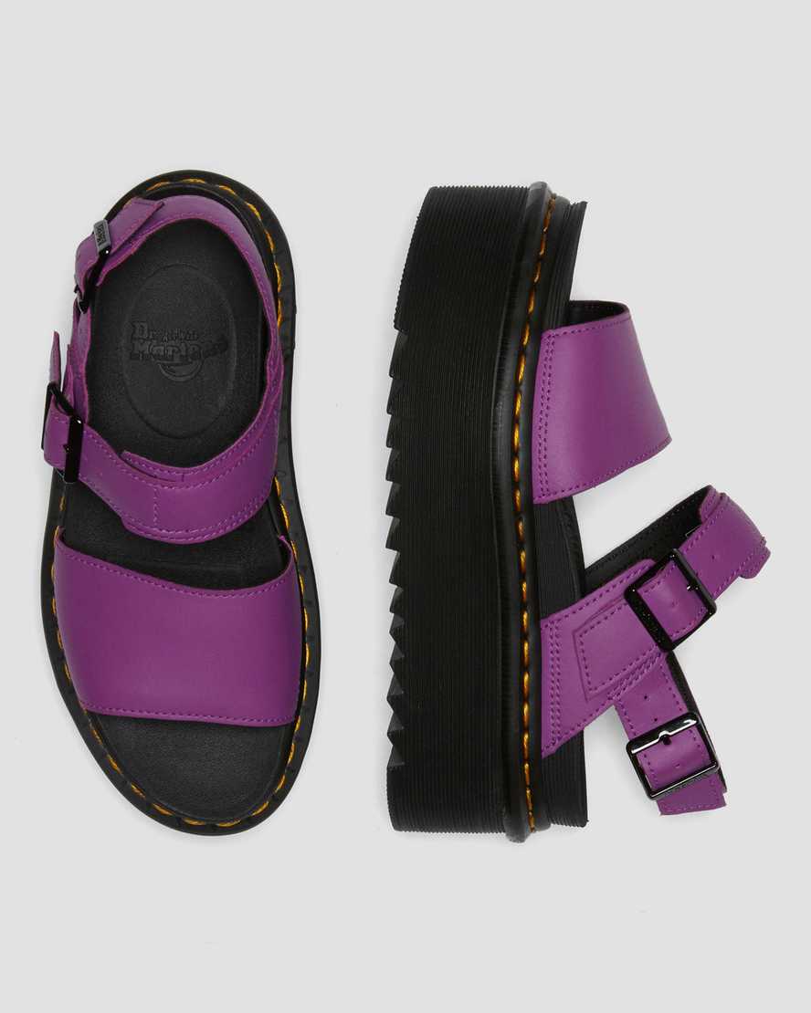 lila dr. martens voss strap plateau-sandalen für damen