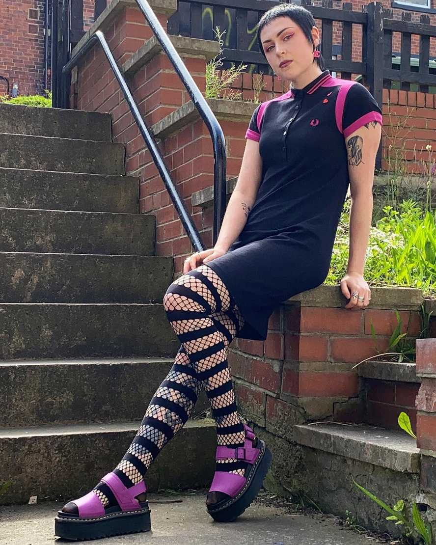 lila dr. martens voss strap plateau-sandalen für damen