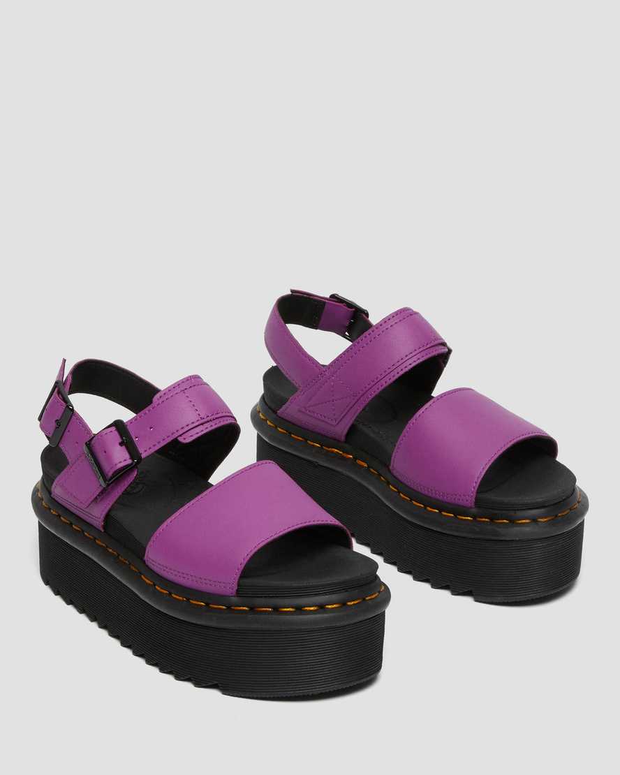 lila dr. martens voss strap plateau-sandalen für damen