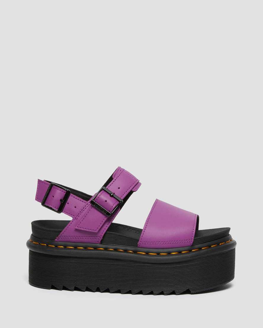 lila dr. martens voss strap plateau-sandalen für damen
