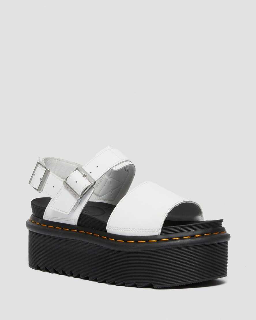 weiße dr. martens voss strap plateau-sandalen für damen