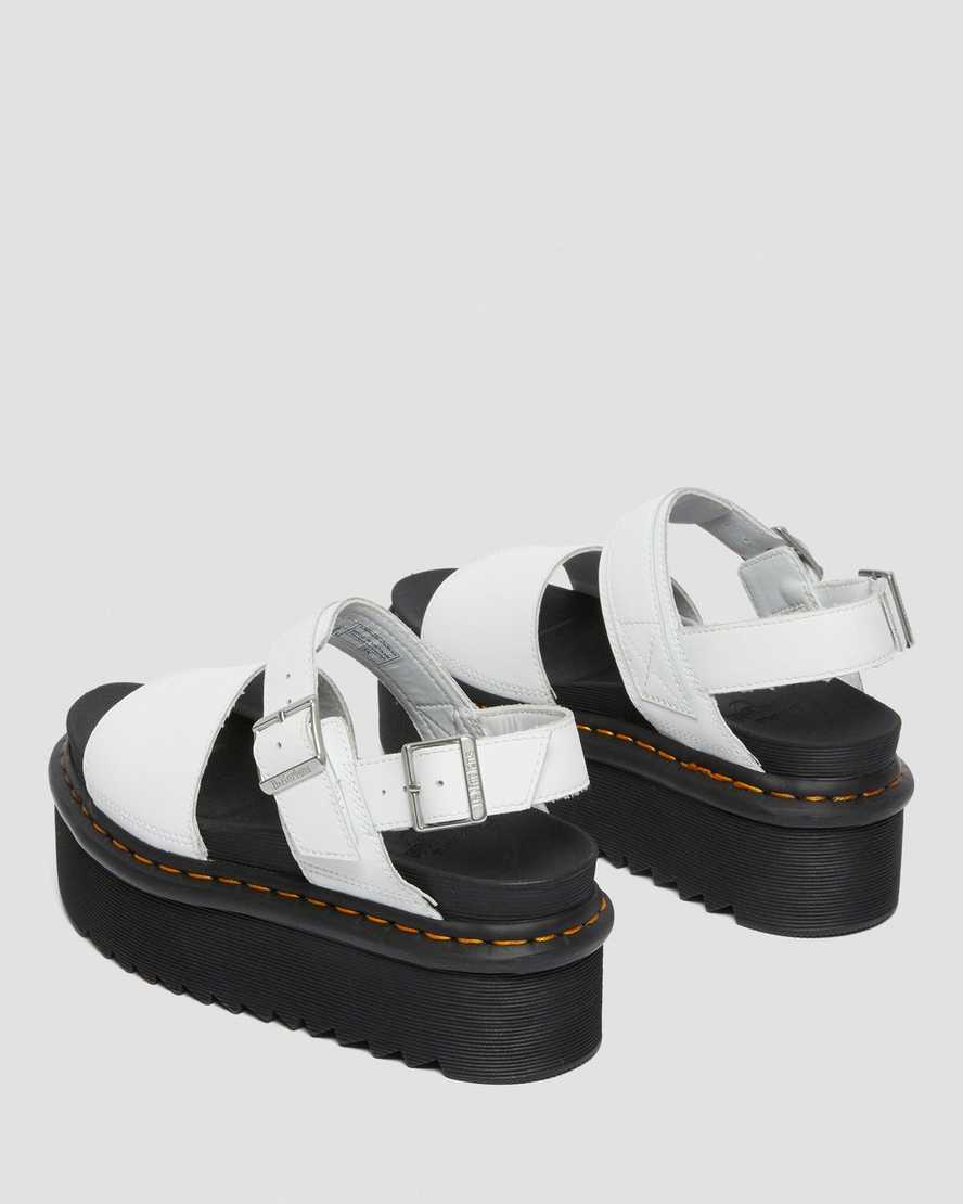 weiße dr. martens voss strap plateau-sandalen für damen