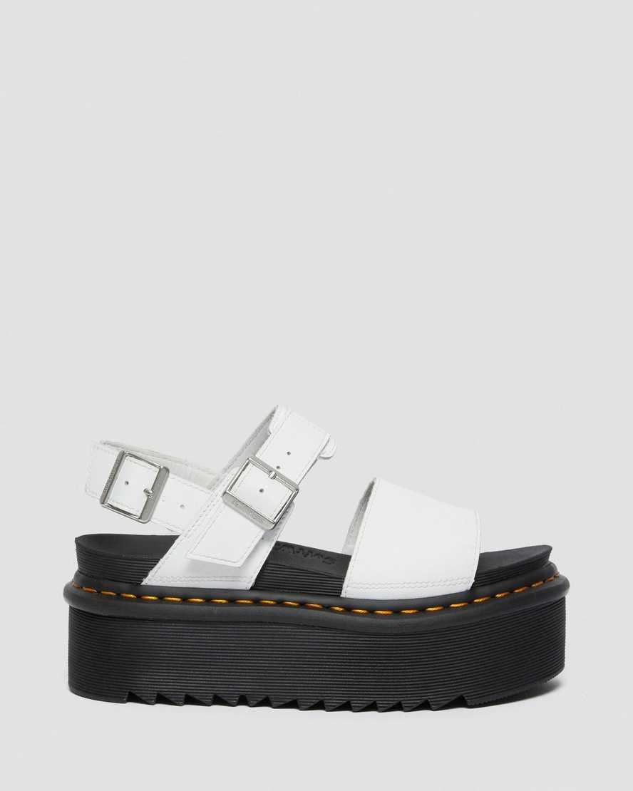 weiße dr. martens voss strap plateau-sandalen für damen