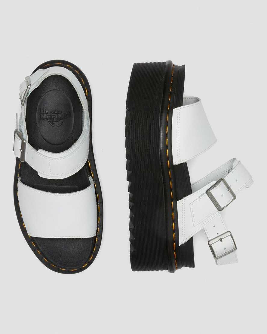 weiße dr. martens voss strap plateau-sandalen für damen