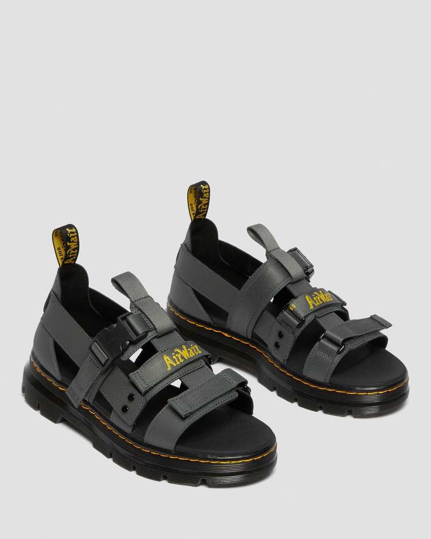 graue dr. martens pearson webbing damensandalen