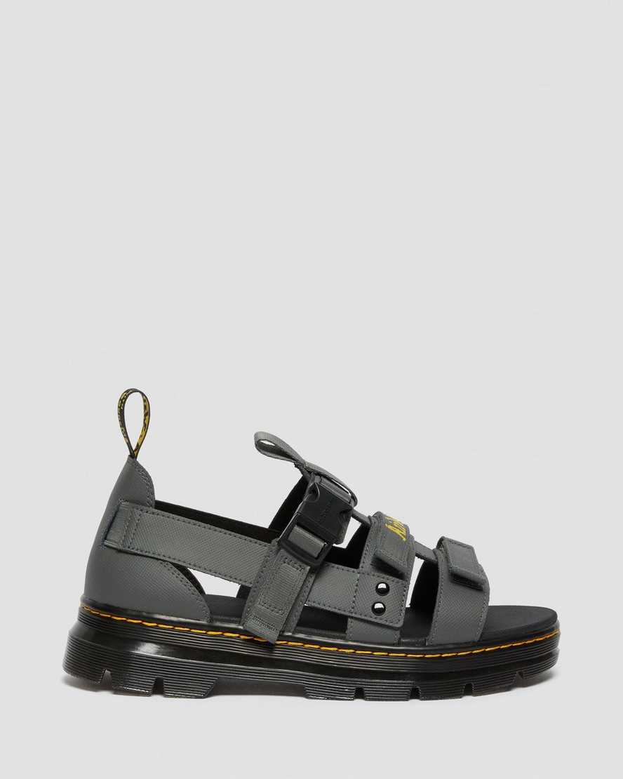 graue dr. martens pearson webbing damensandalen