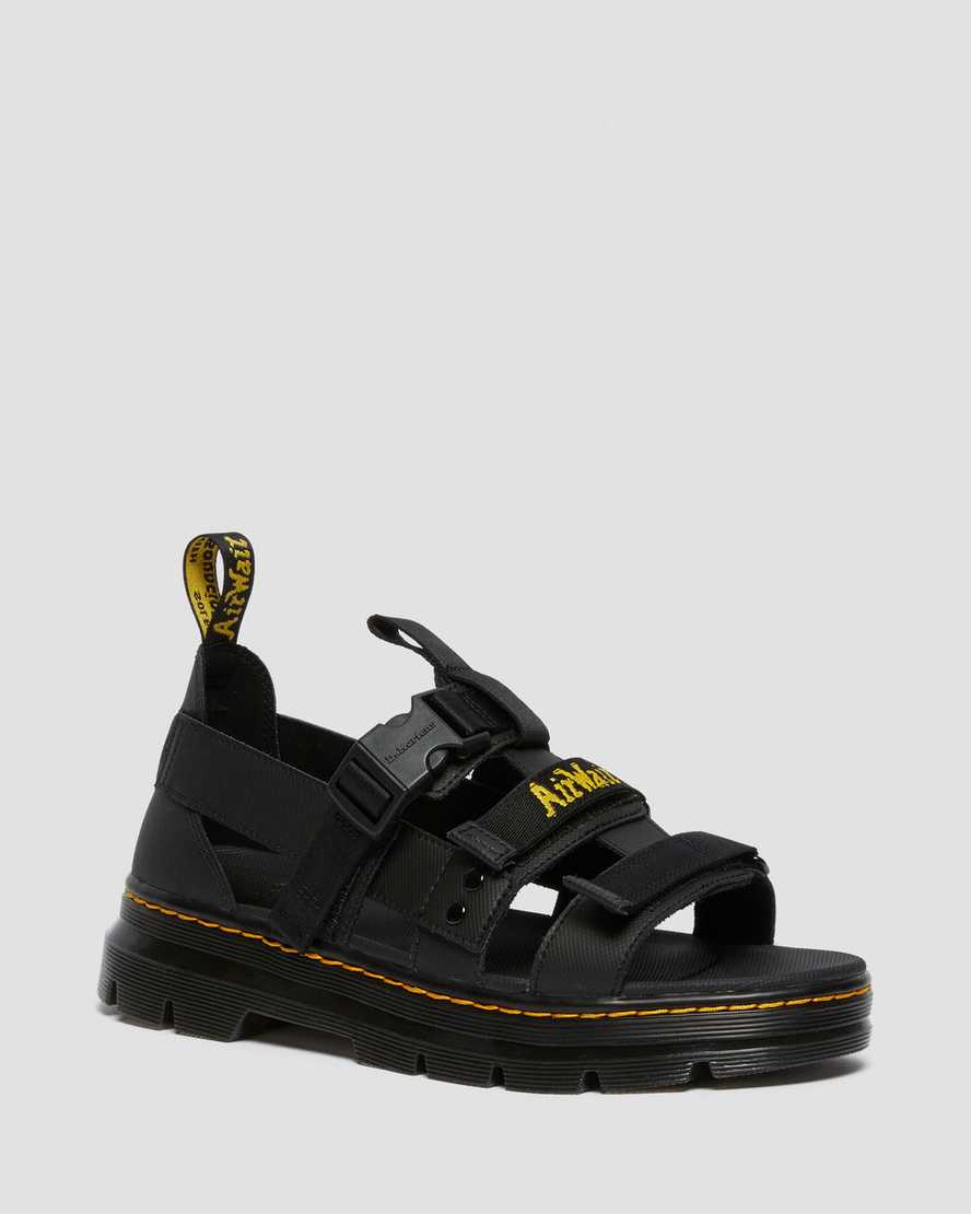 schwarze dr. martens pearson webbing damen-sandalen