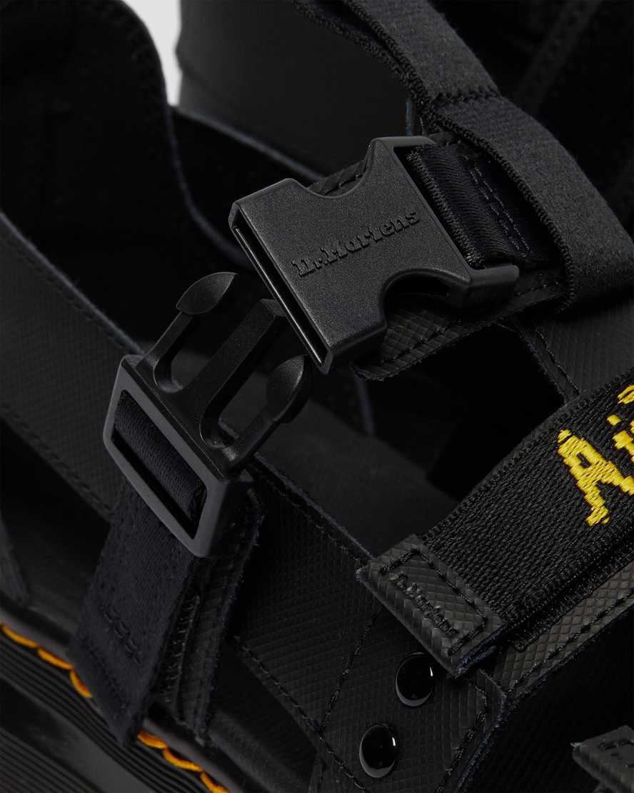 schwarze dr. martens pearson webbing damen-sandalen