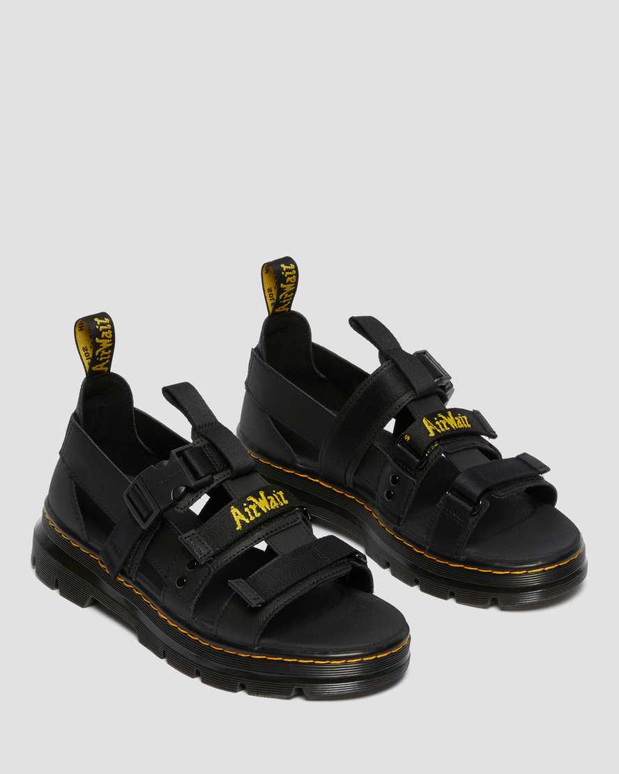 schwarze dr. martens pearson webbing damen-sandalen