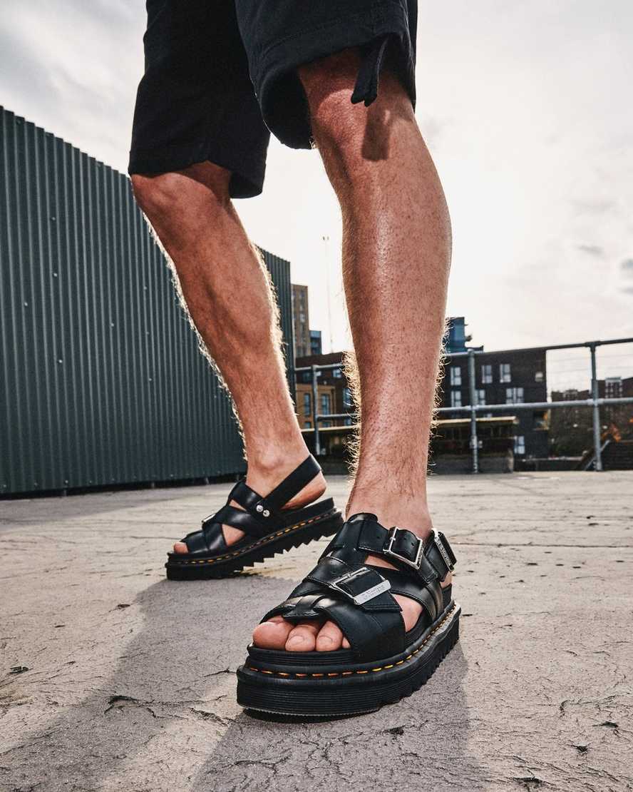 schwarze dr. martens terry ii damen-riemensandalen