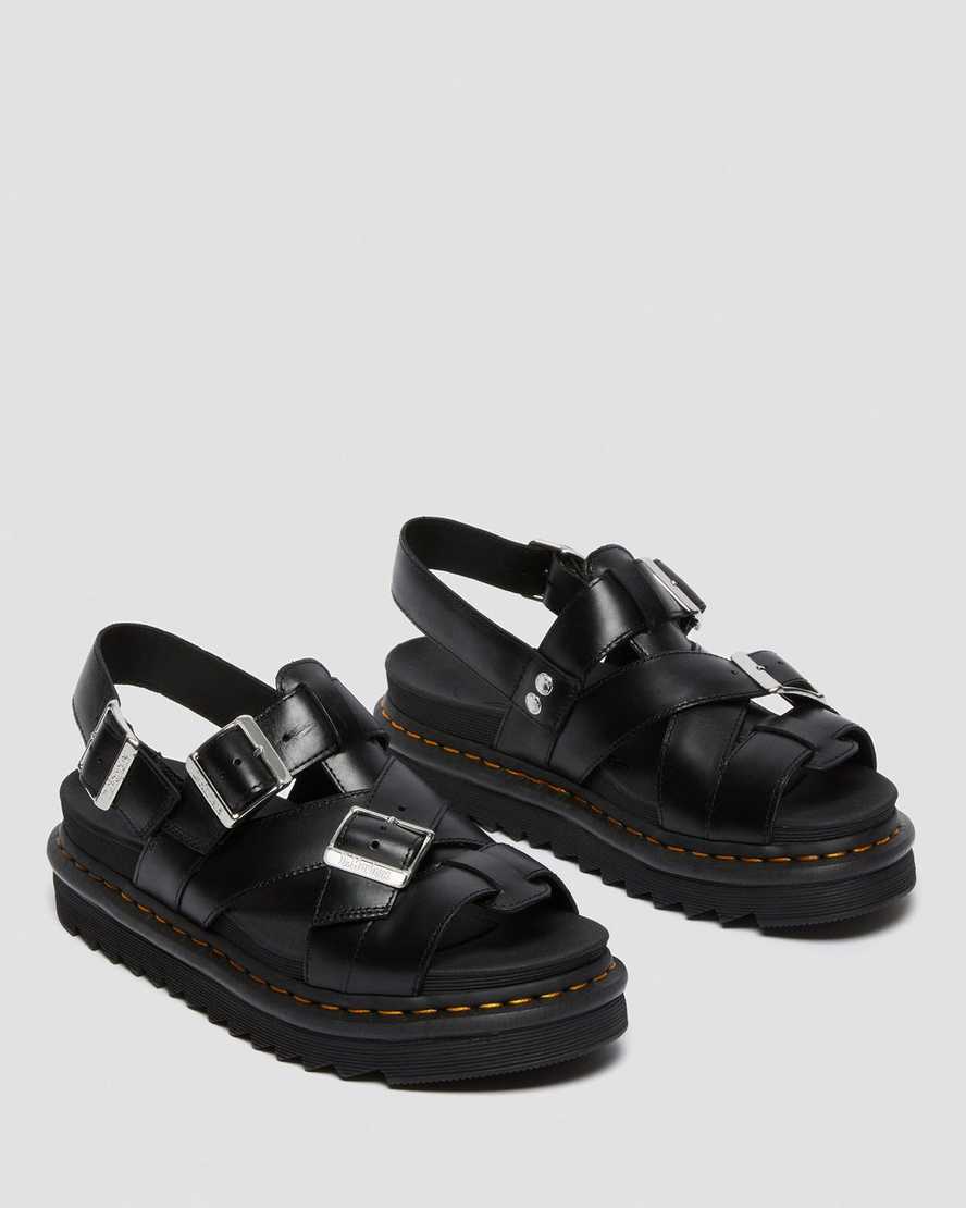schwarze dr. martens terry ii damen-riemensandalen