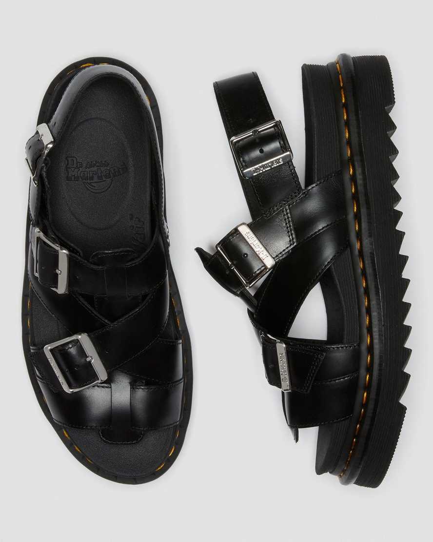 schwarze dr. martens terry ii damen-riemensandalen