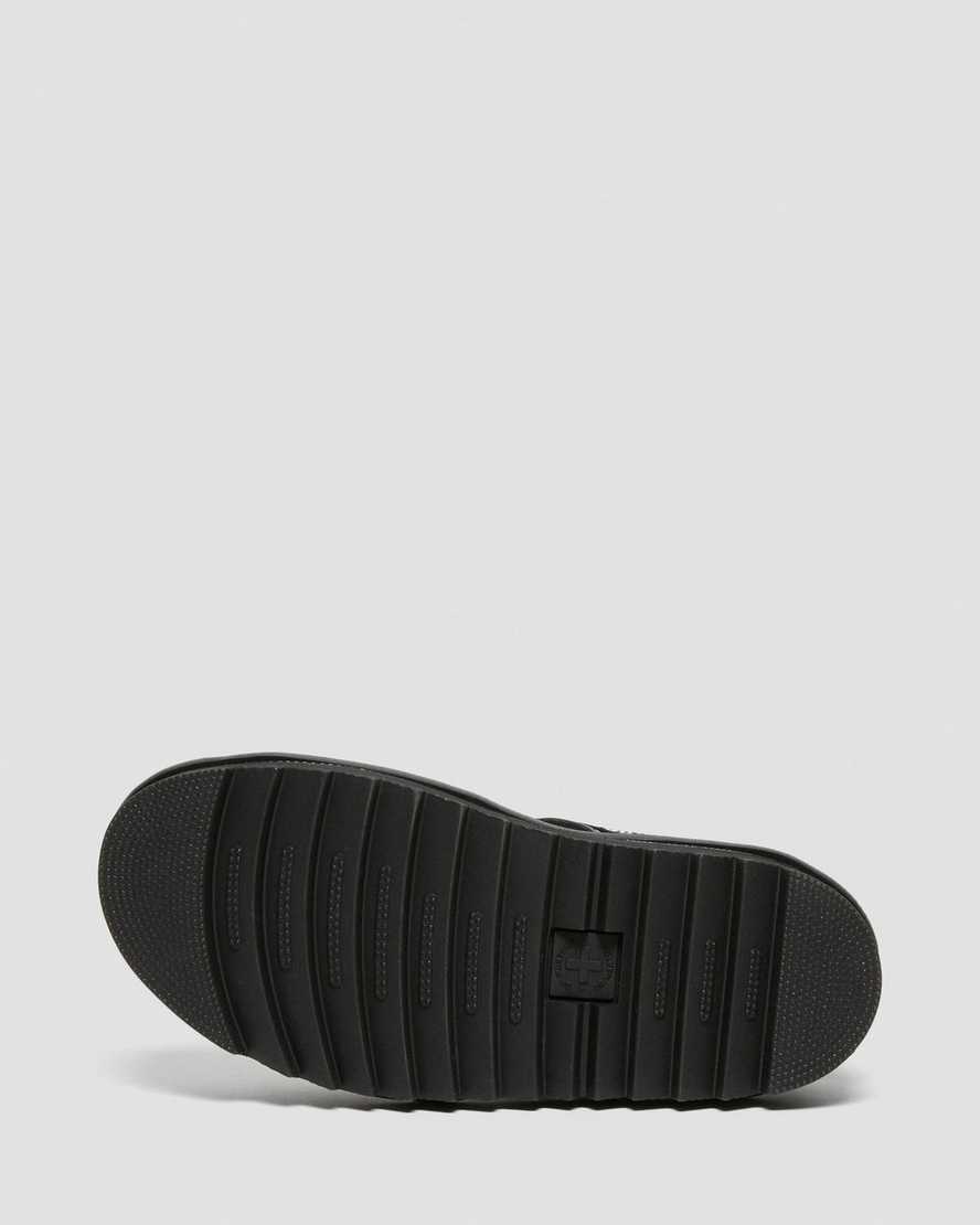 schwarze dr. martens voss lackleder-sandalen für damen mit riemen