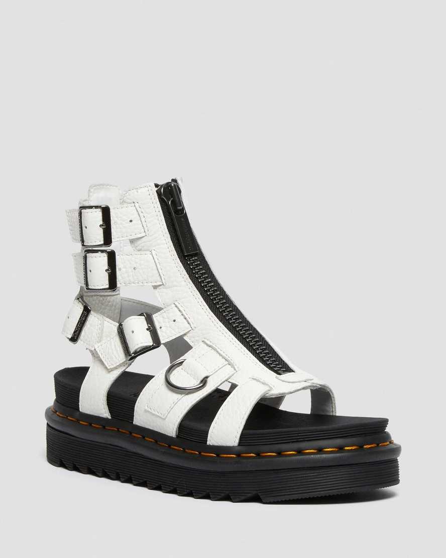 weiße dr. martens olson riemchensandalen mit reißverschluss für damen