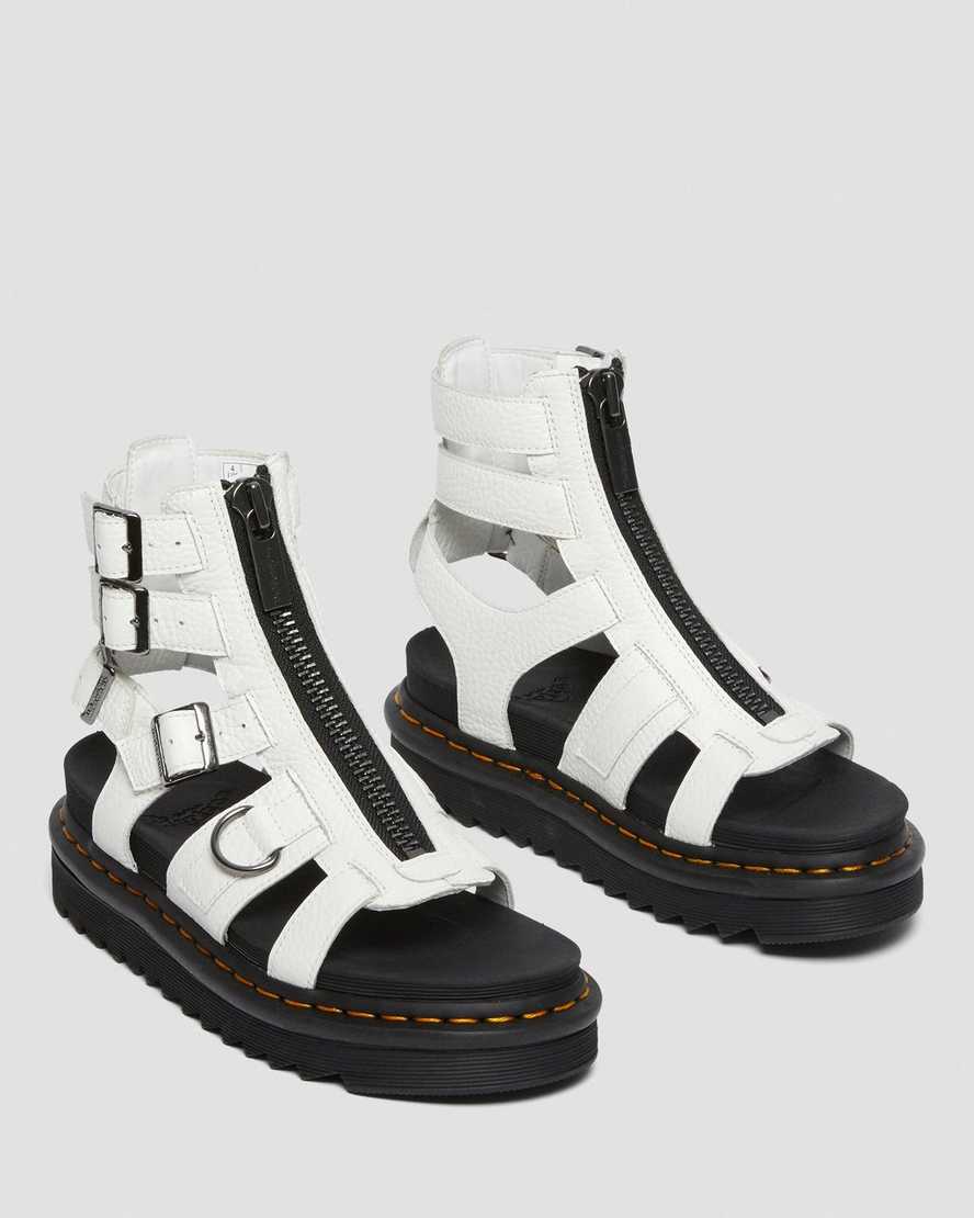 weiße dr. martens olson riemchensandalen mit reißverschluss für damen