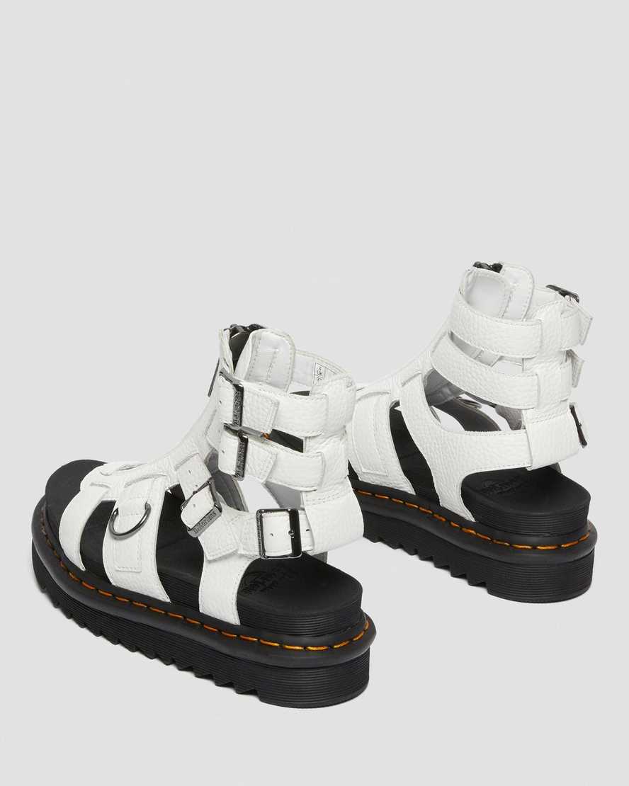 weiße dr. martens olson riemchensandalen mit reißverschluss für damen