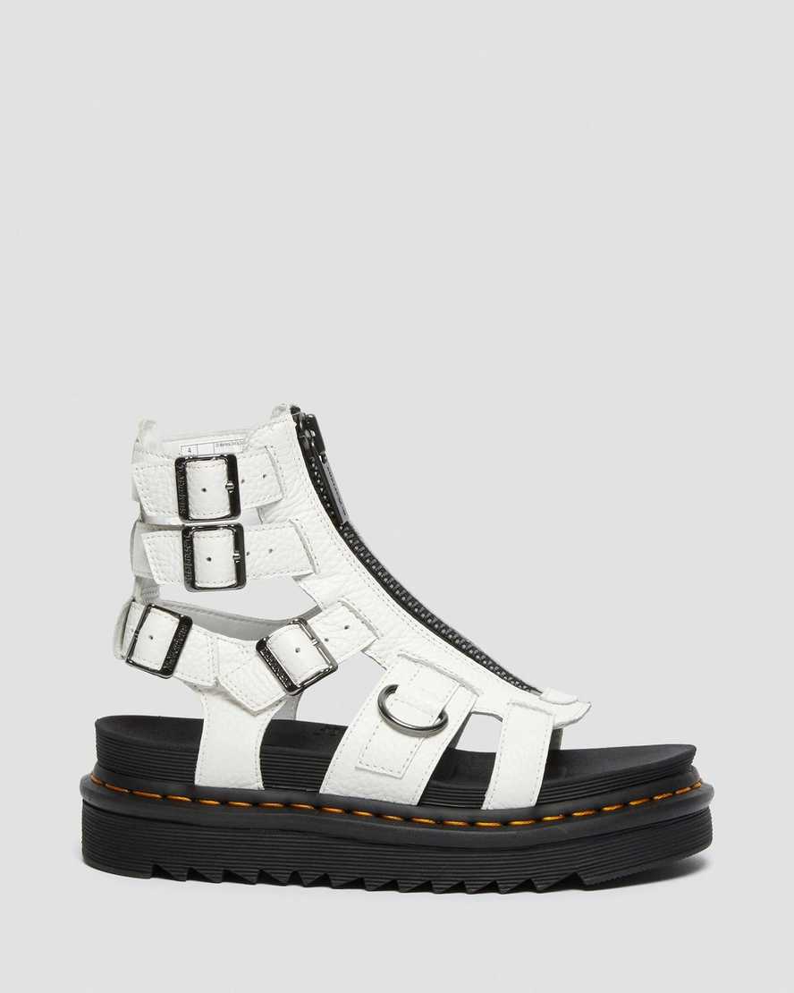 weiße dr. martens olson riemchensandalen mit reißverschluss für damen