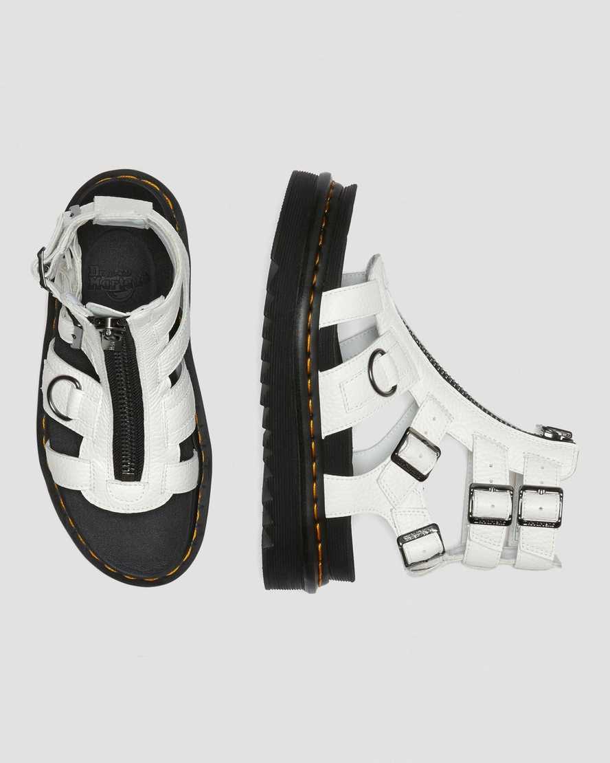 weiße dr. martens olson riemchensandalen mit reißverschluss für damen