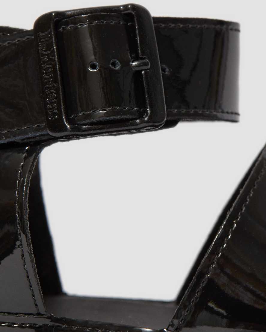 schwarze dr. martens clarissa ii lackleder-sandalen für damen mit riemen