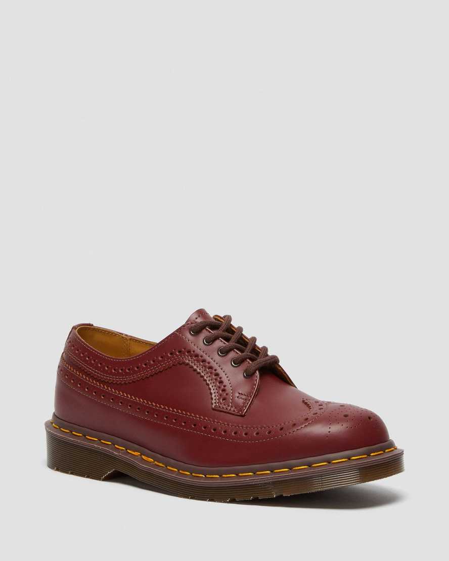 rote dr. martens 3989 vintage made in england damen-brogue-schuhe
