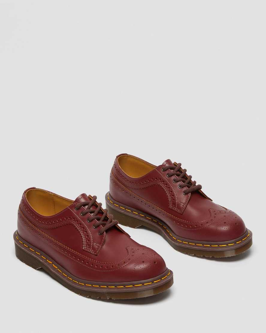 rote dr. martens 3989 vintage made in england damen-brogue-schuhe