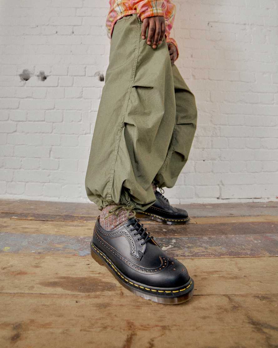 schwarze dr. martens 3989 vintage made in england damen-brogue-schuhe