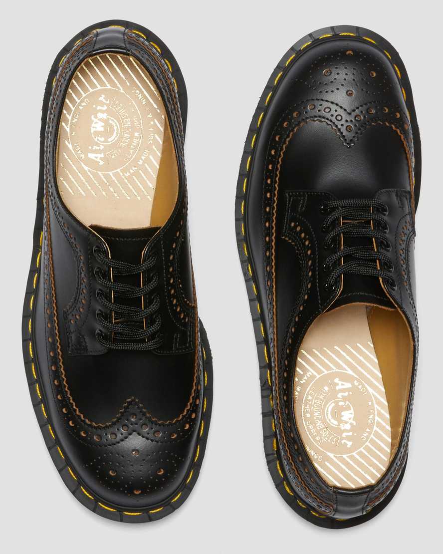 schwarze dr. martens 3989 vintage made in england damen-brogue-schuhe