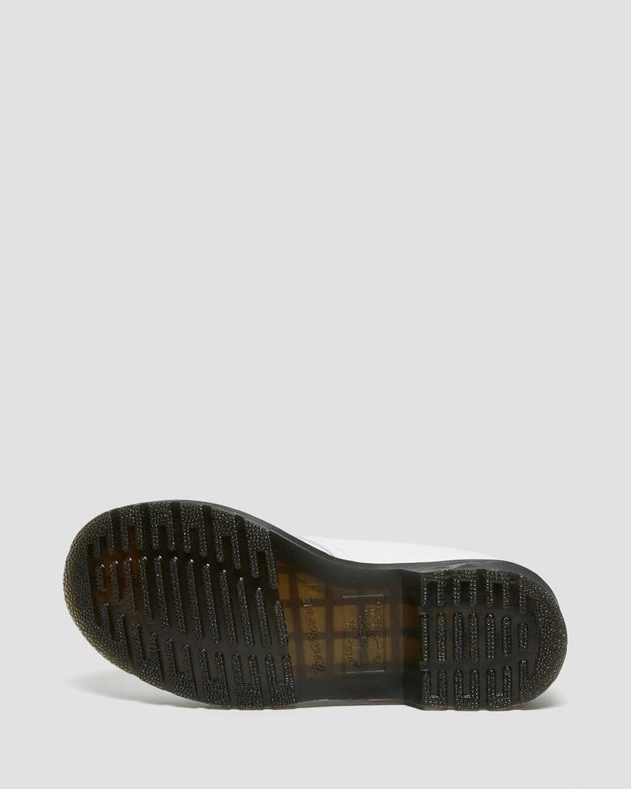 weiße dr. martens 1461 lacklederschuhe mit krokodilprägung für damen