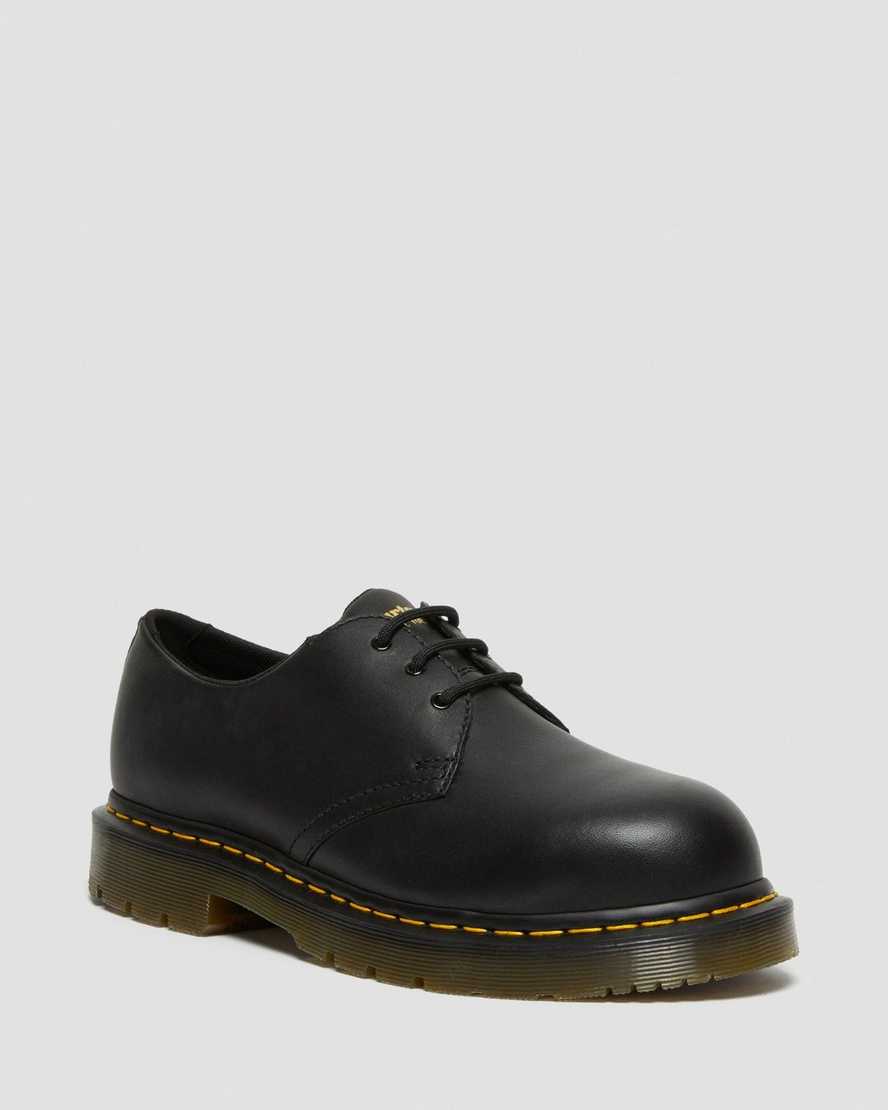 schwarze dr. martens 1461 damen-freizeitschuhe mit rutschfester stahlkappe