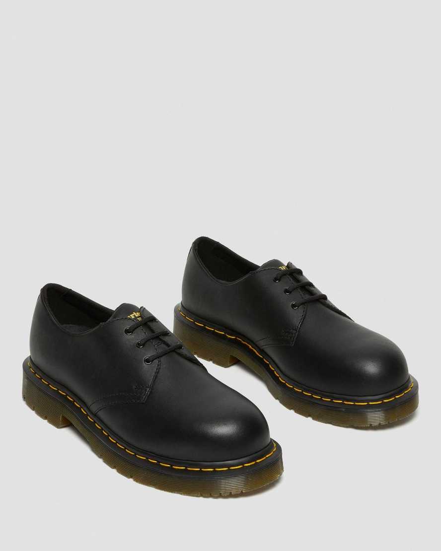 schwarze dr. martens 1461 damen-freizeitschuhe mit rutschfester stahlkappe