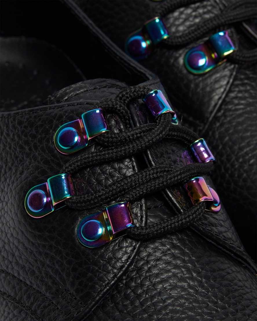 schwarze dr. martens 1461 damen-schnürschuhe mit irisierender hardware
