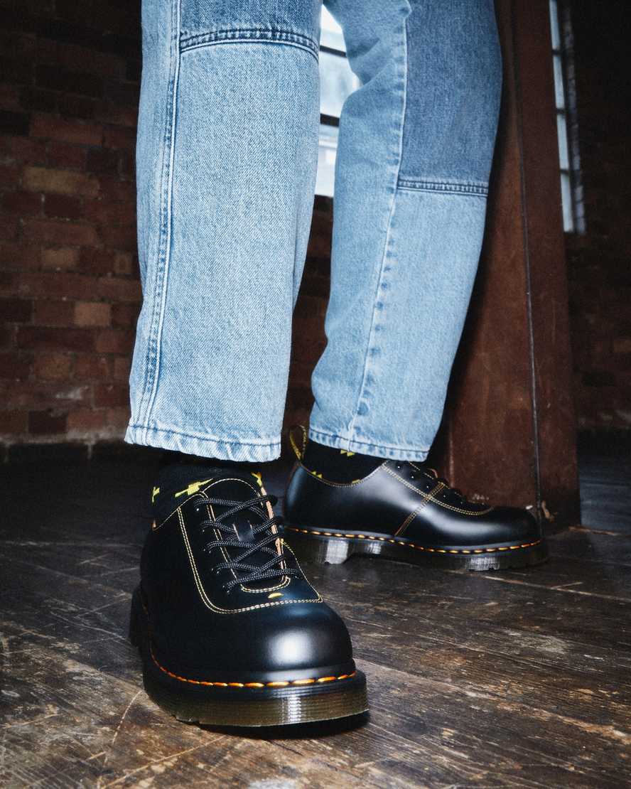 schwarze dr. martens glyndon vintage smooth damen-schnürschuhe