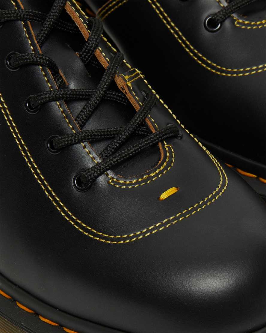 schwarze dr. martens glyndon vintage smooth damen-schnürschuhe